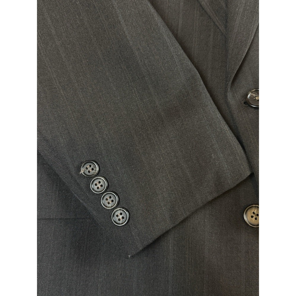 HART SCHAFFNER & MARX Mens 38R Charcoal Pinstripe Wool 2 Button Pleated Suit - Picture 12 of 14